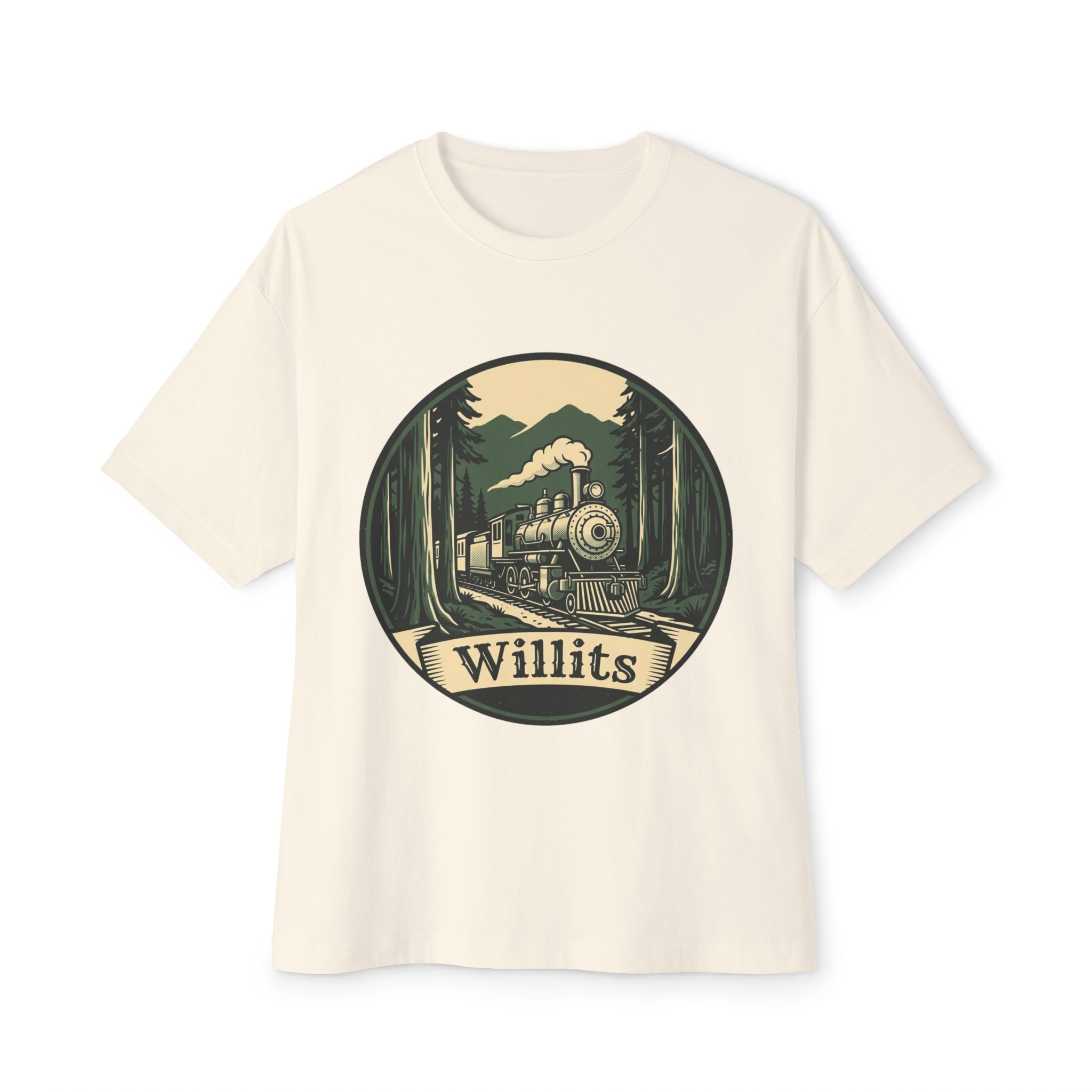 Willits, California Train Tee — Vintage Locomotive Forest Graphic Shirt