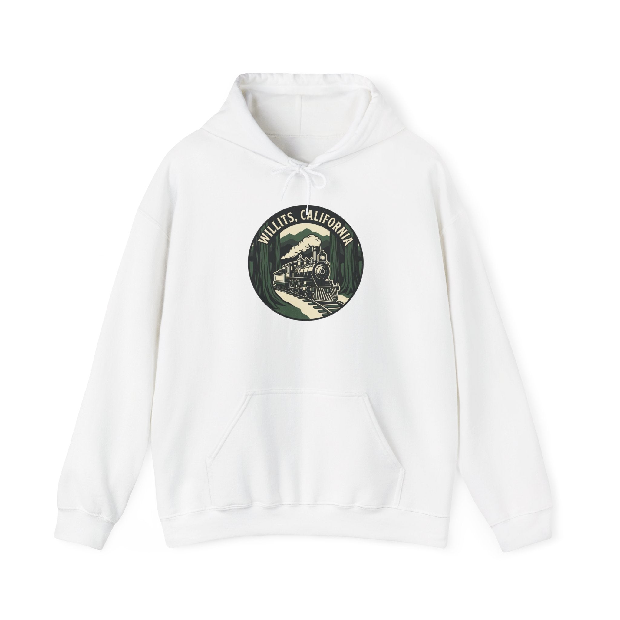 Vintage Train Hoodie – ‘Railroad Express’ Retro Locomotive Graphic