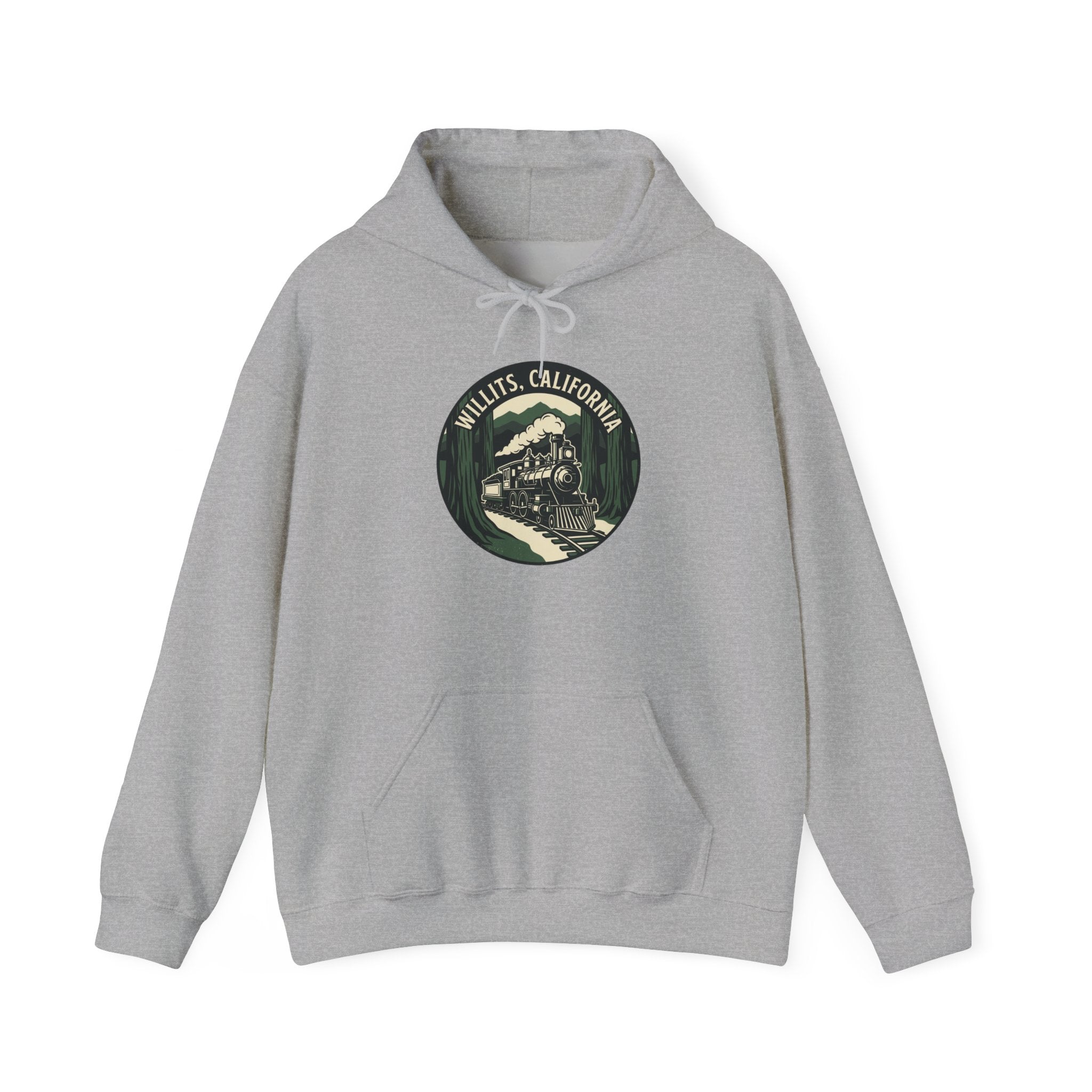 Vintage Train Hoodie – ‘Railroad Express’ Retro Locomotive Graphic