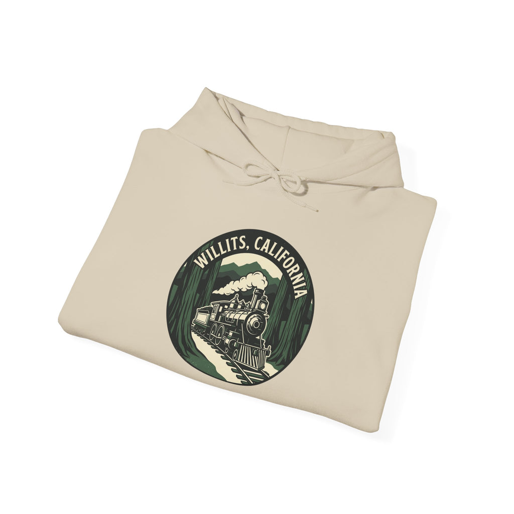 Vintage Train Hoodie – ‘Railroad Express’ Retro Locomotive Graphic