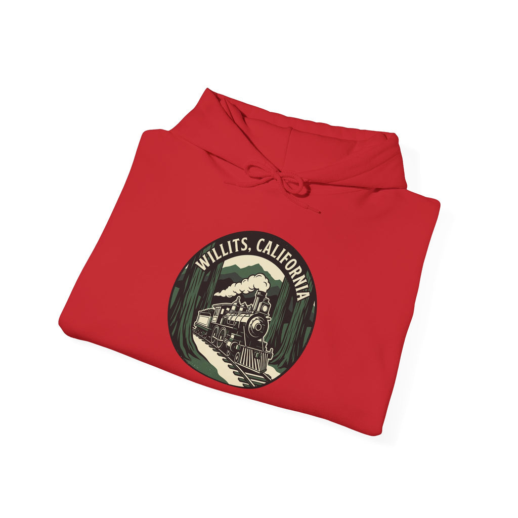 Vintage Train Hoodie – ‘Railroad Express’ Retro Locomotive Graphic