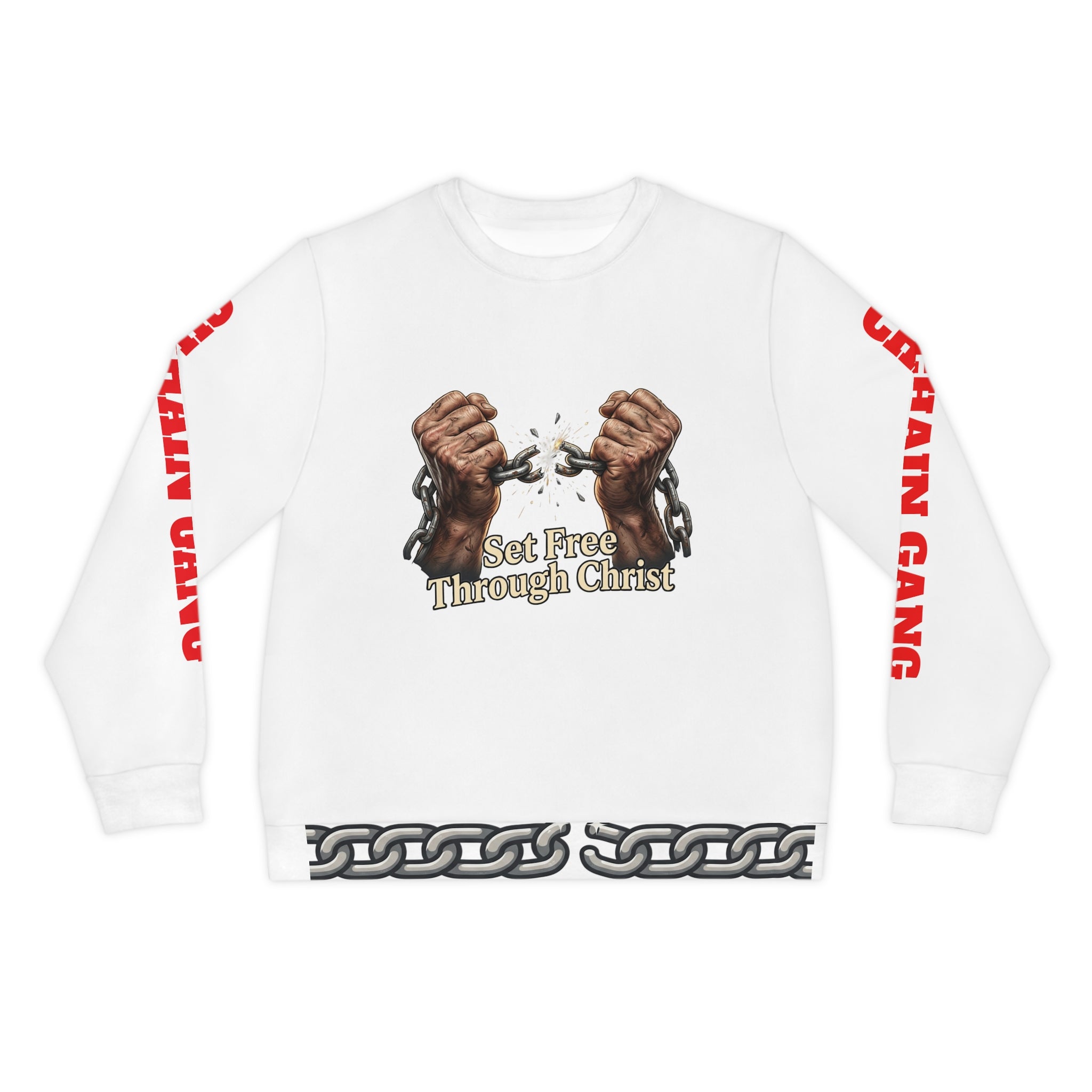 Christian Freedom Sweatshirt — "Set Free Through Christ" Graphic Crewneck