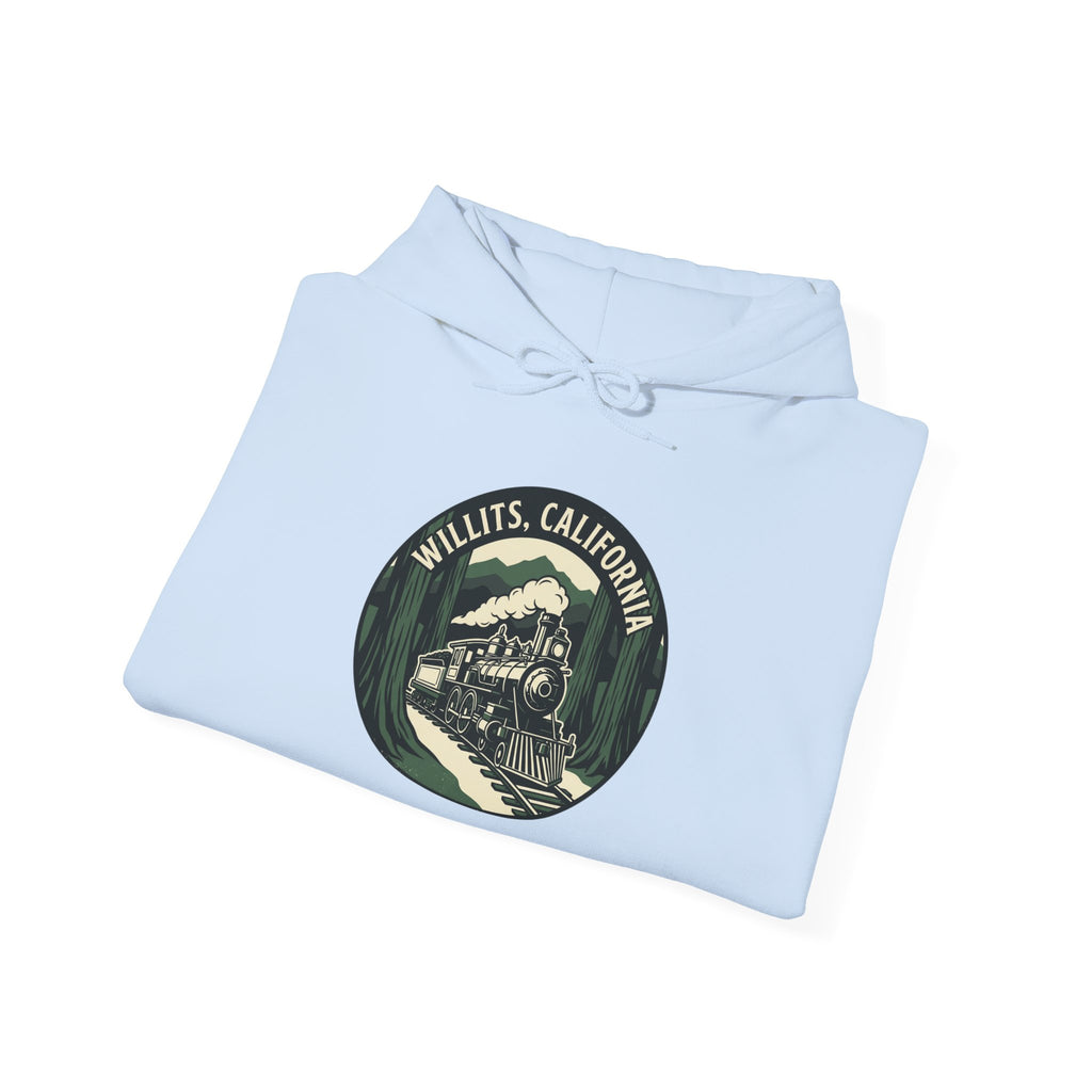 Vintage Train Hoodie – ‘Railroad Express’ Retro Locomotive Graphic