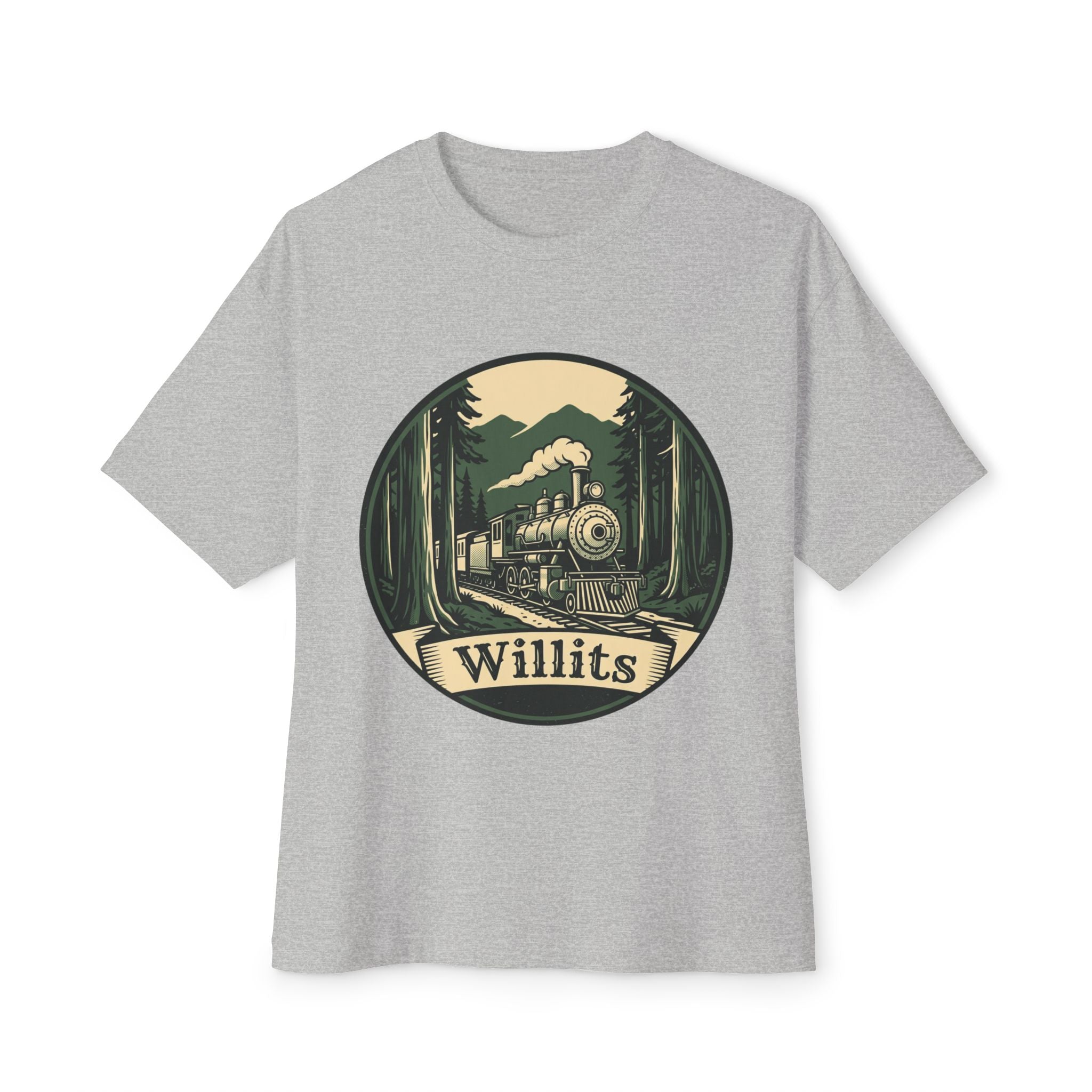 Willits, California Train Tee — Vintage Locomotive Forest Graphic Shirt