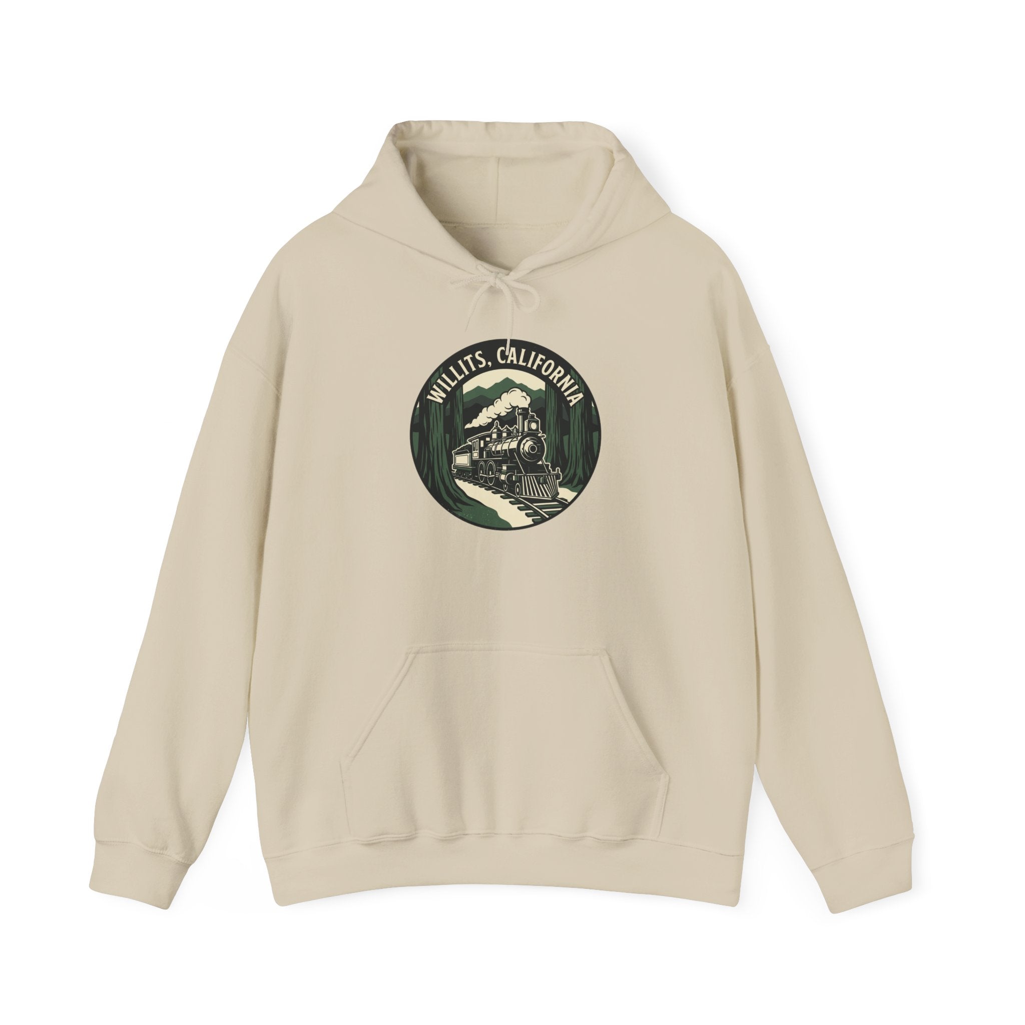 Vintage Train Hoodie – ‘Railroad Express’ Retro Locomotive Graphic