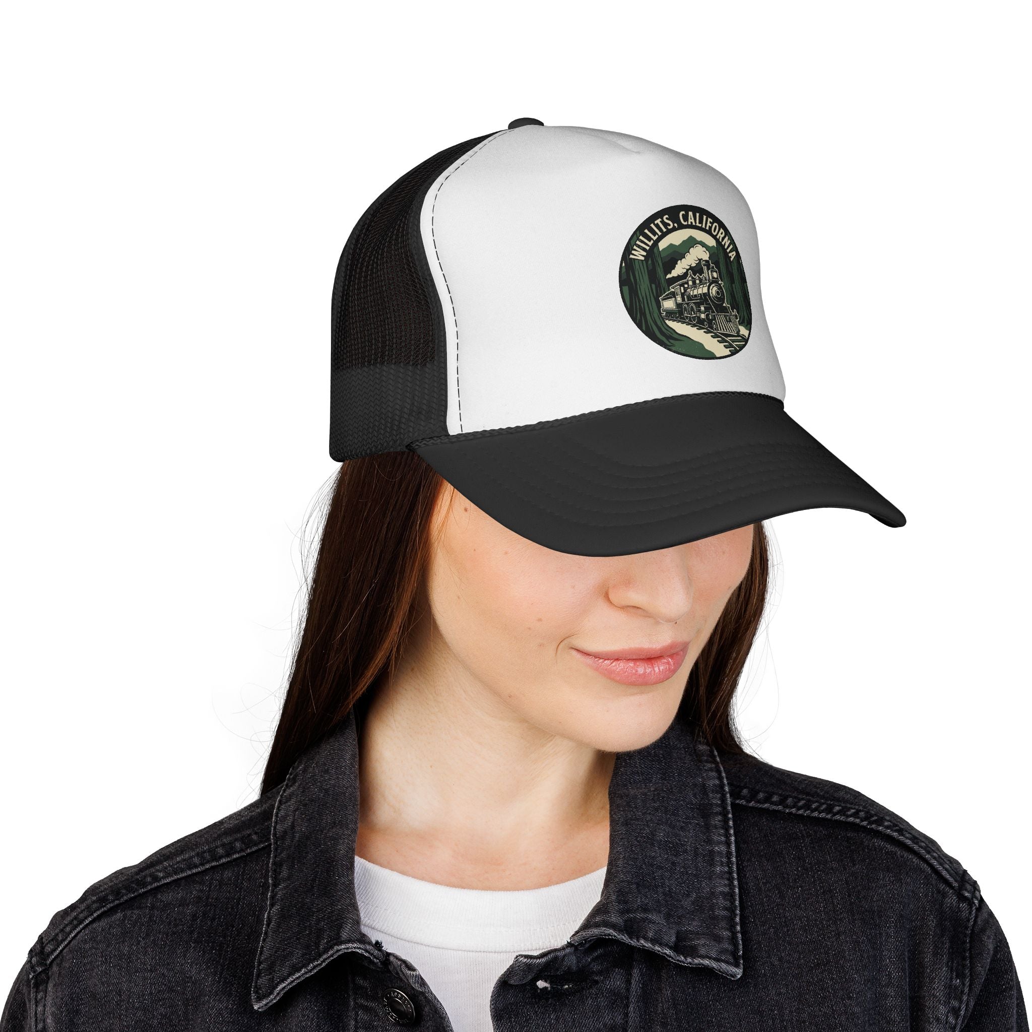 Willits, California Vintage Train Trucker Cap