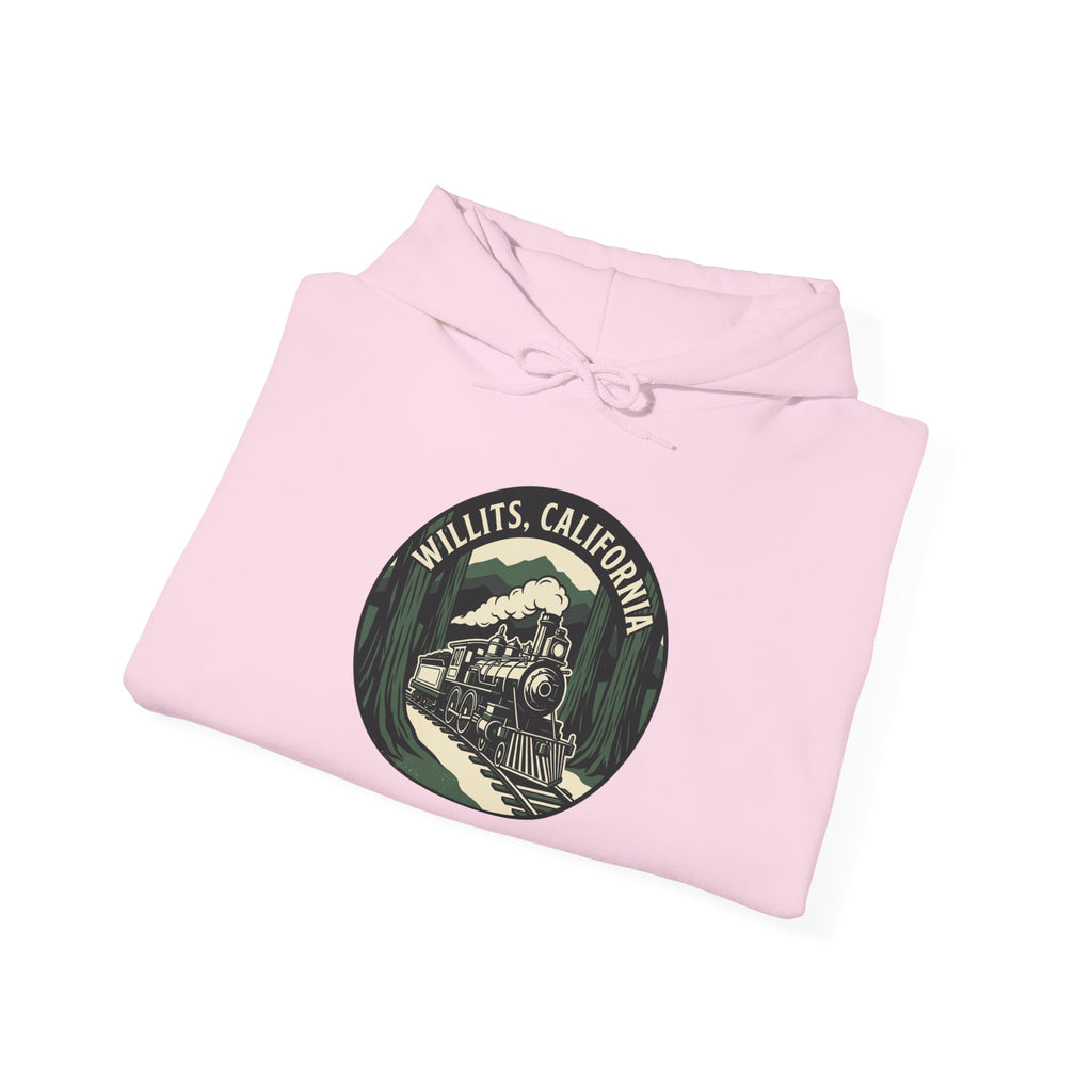 Vintage Train Hoodie – ‘Railroad Express’ Retro Locomotive Graphic