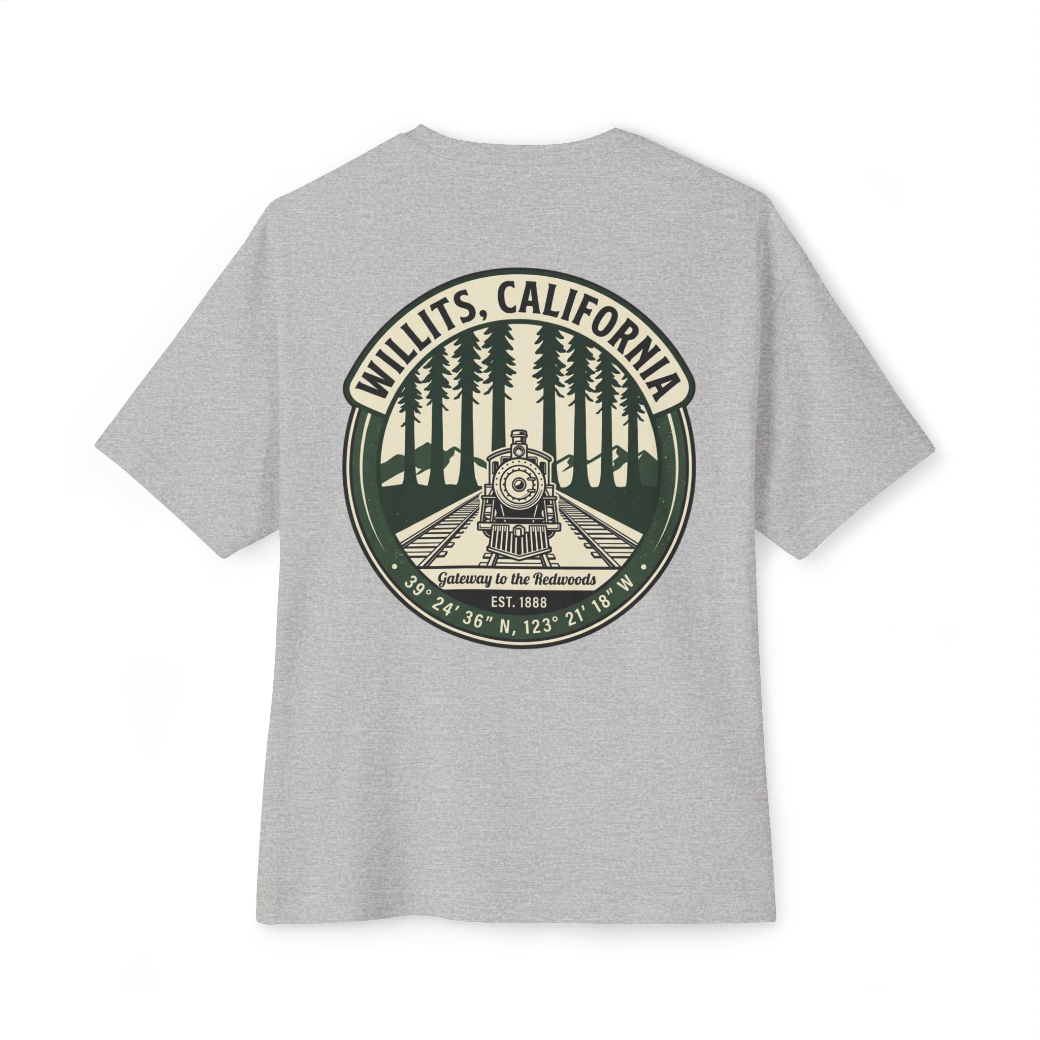 Willits, California Train Tee — Vintage Locomotive Forest Graphic Shirt
