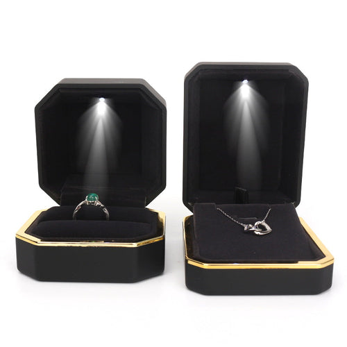 High end LED light jewelry box, illuminated proposal ring box, jewelry