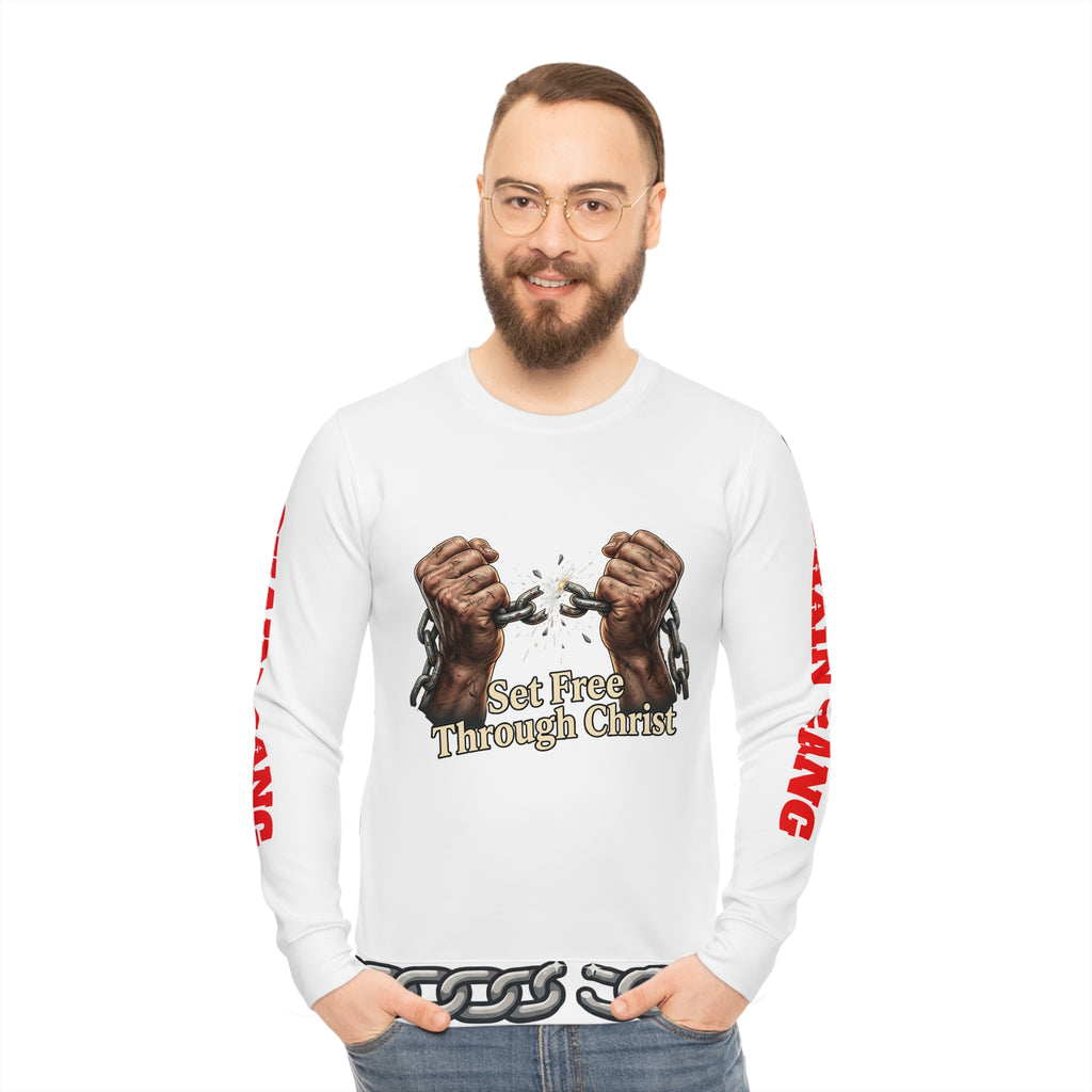 Christian Freedom Sweatshirt — "Set Free Through Christ" Graphic Crewneck