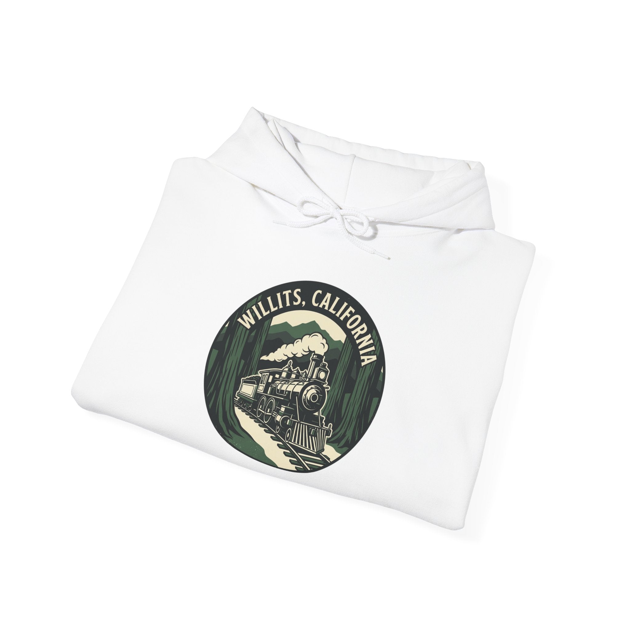 Vintage Train Hoodie – ‘Railroad Express’ Retro Locomotive Graphic