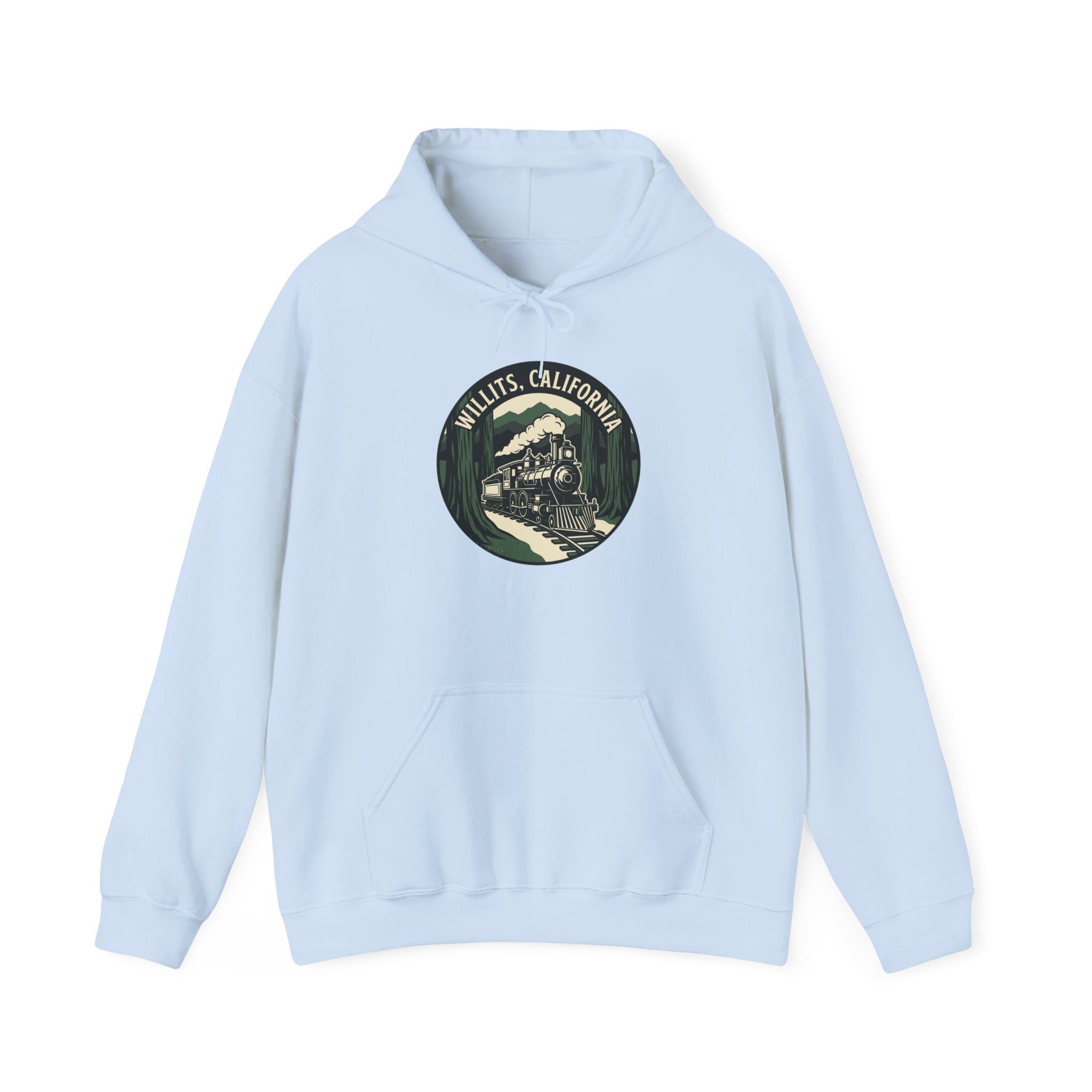 Vintage Train Hoodie – ‘Railroad Express’ Retro Locomotive Graphic