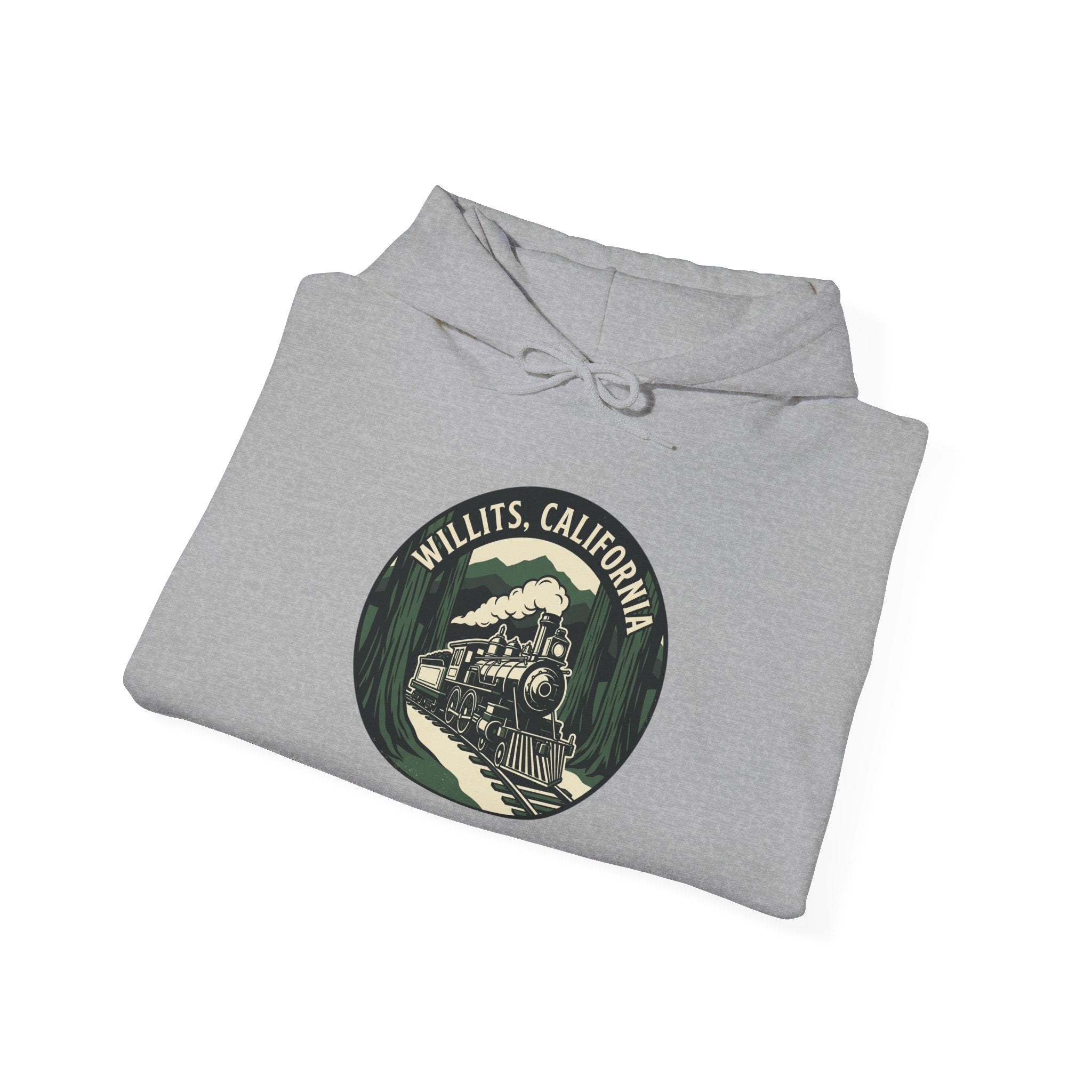 Vintage Train Hoodie – ‘Railroad Express’ Retro Locomotive Graphic