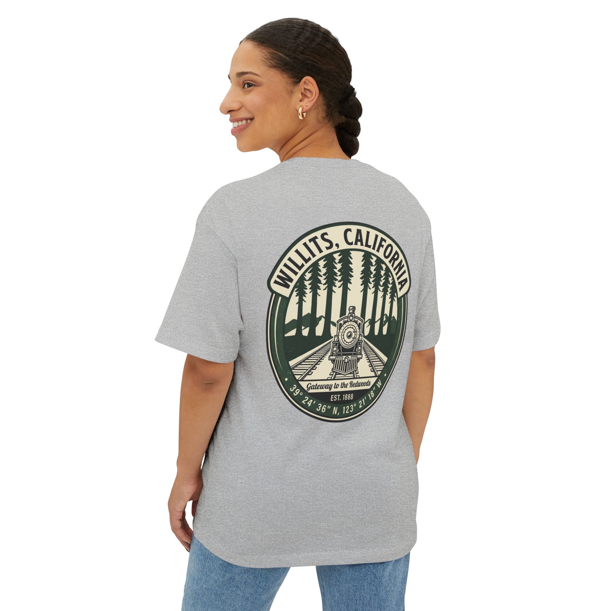 Willits, California Train Tee — Vintage Locomotive Forest Graphic Shirt